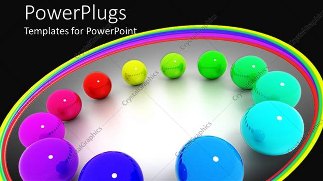  Presentation with animation - Animation of different colored shiny balls arranged in a circle