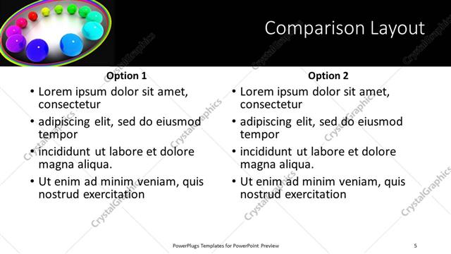 Comparison presentation slide layout