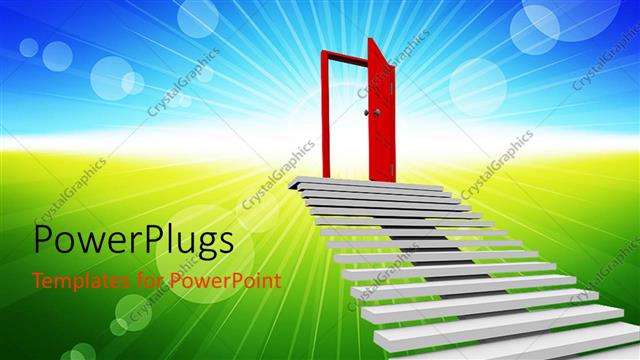  Presentation with flight - Animation of a flight of stairs leading to a red door