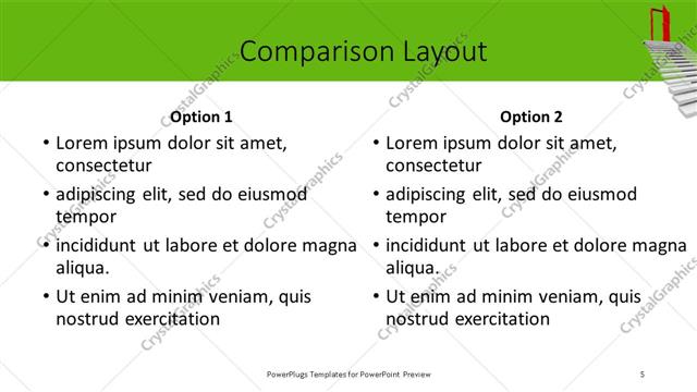 Comparison presentation slide layout
