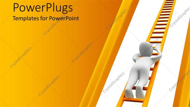  Presentation with animation - Animation of a human figure climbing a gold ladder