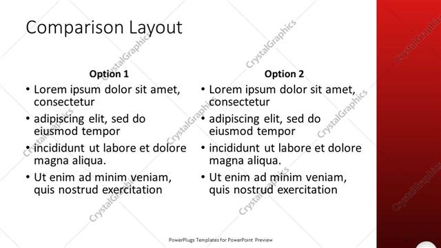 Comparison presentation slide layout