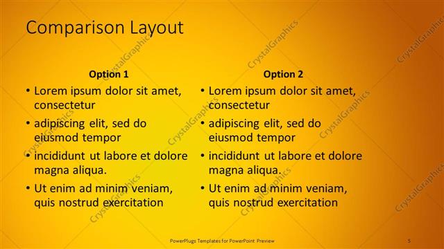 Comparison presentation slide layout