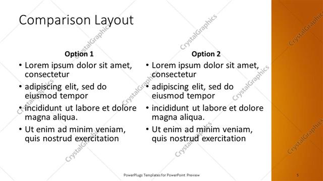 Comparison presentation slide layout