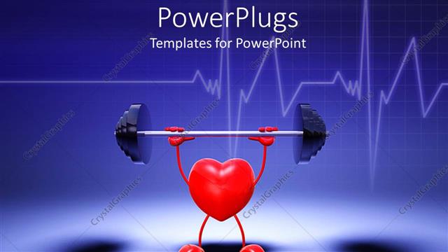  Presentation with weight - Animation of a red heart lifting a weight with blue background