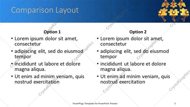 Comparison presentation slide layout