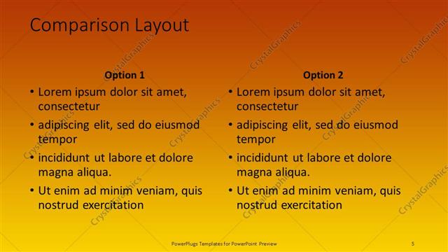 Comparison presentation slide layout
