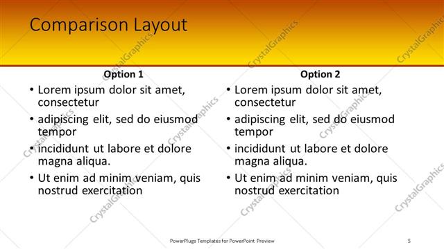 Comparison presentation slide layout