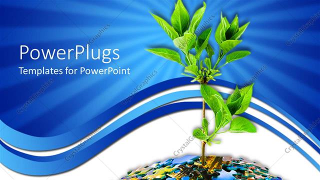  Presentation with growing tree - Animation of a tree growing from puzzles with a blue background