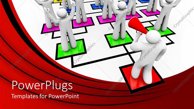  Presentation with animation - Animation of white human figures standing on colored boxes