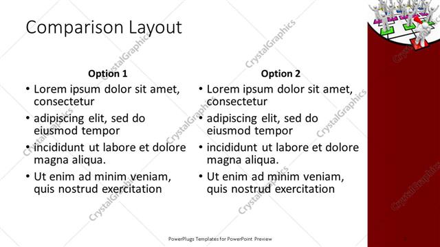 Comparison presentation slide layout
