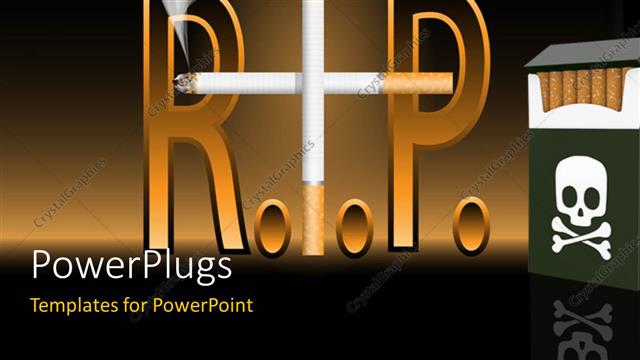  Presentation with cigarette - Anti-smoking poster with cigarette forming RIP and skull on cigarette pack