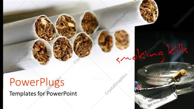  Presentation with smoking - Anti smoking flyer with tobaaco in rolling papers and text smoking kills