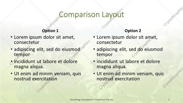 Comparison presentation slide layout