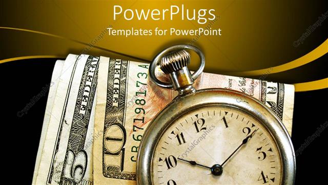  Presentation with time money - Antique pocket watch on folded money