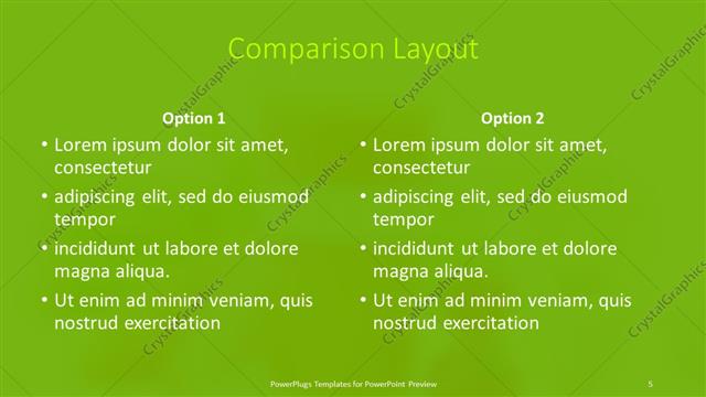 Comparison presentation slide layout