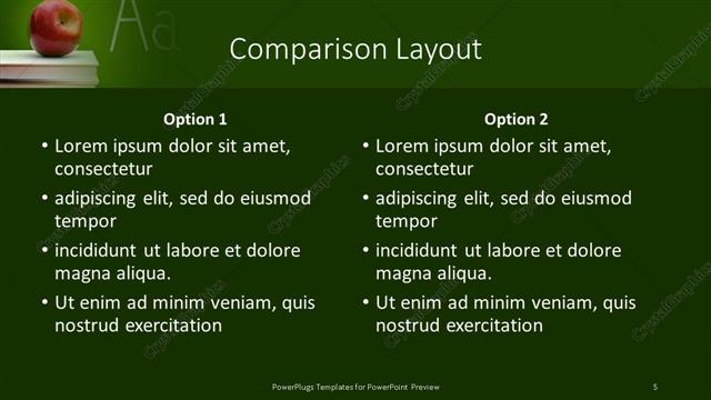 Comparison presentation slide layout