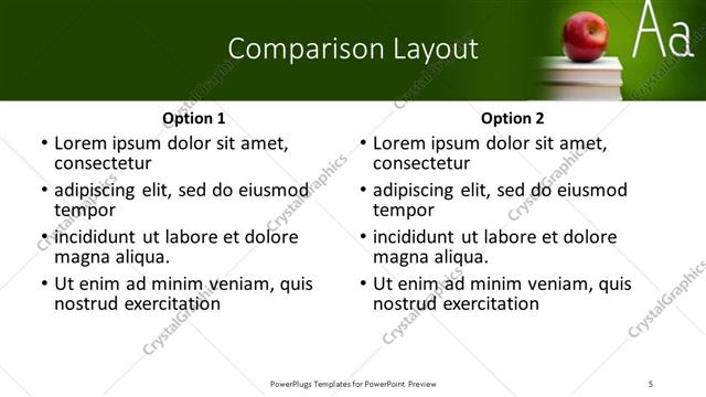 Comparison presentation slide layout