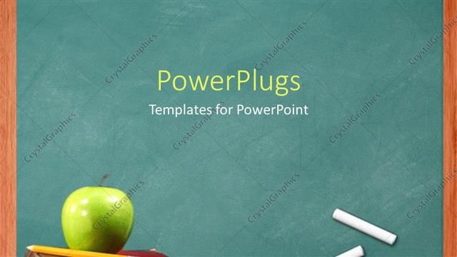  Presentation with apple - Apple and pencil on book in front of chalkboard
