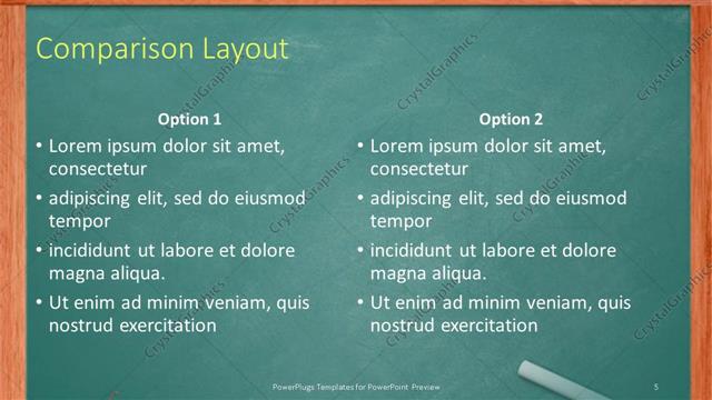 Comparison presentation slide layout