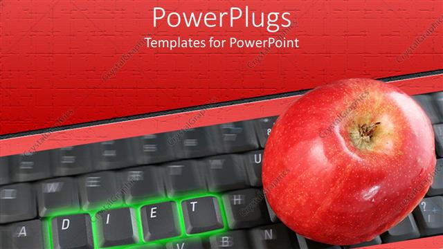  Presentation with diet - An apple placed on top of a keyboard