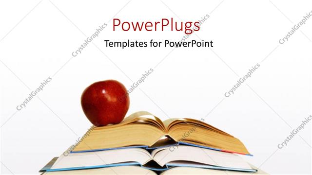  Presentation with laptop - Apple on stack of books and laptop