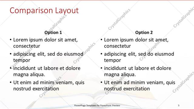 Comparison presentation slide layout