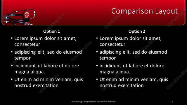 Comparison presentation slide layout