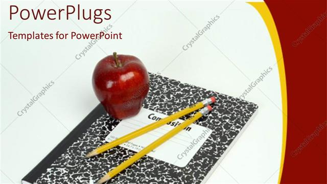  Presentation with lead - An apple and two lead pencils with a copy underneath them