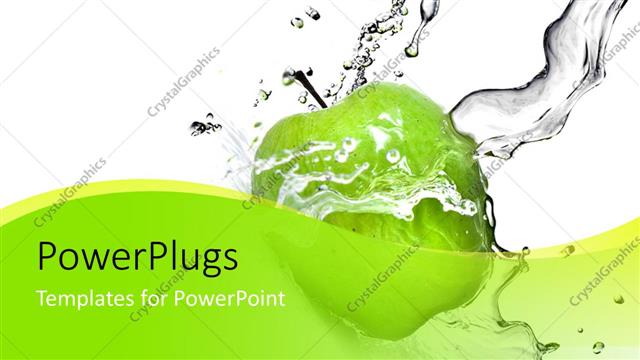  Presentation with green apple - An apple in water splashes along with white background