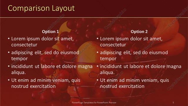 Comparison presentation slide layout