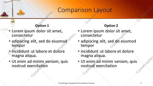 Comparison presentation slide layout