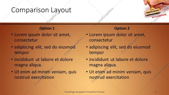 Comparison presentation slide layout