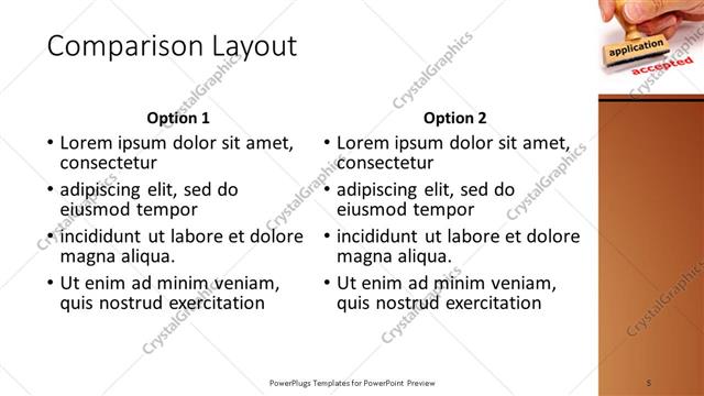 Comparison presentation slide layout