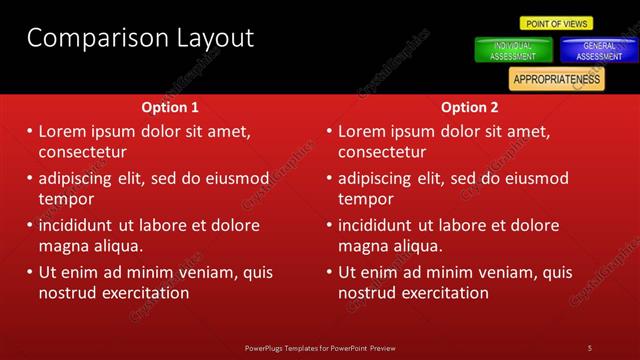 Comparison presentation slide layout