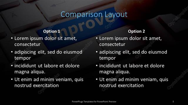 Comparison presentation slide layout