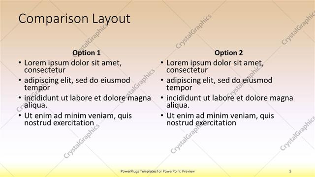 Comparison presentation slide layout