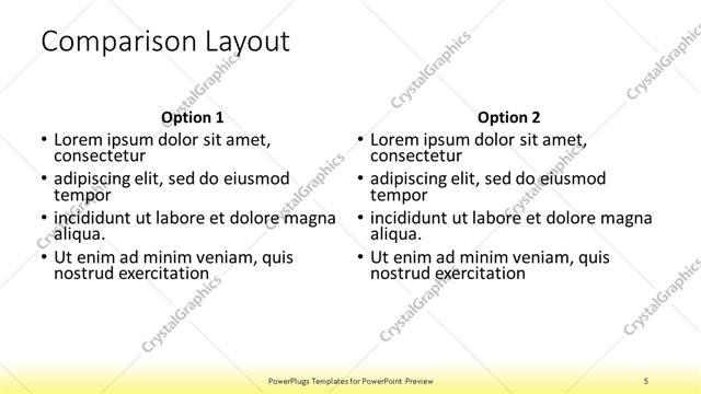 Comparison presentation slide layout