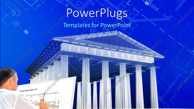  Presentation with blueprint - An architect creating a plan with blueprint of a building and blue color