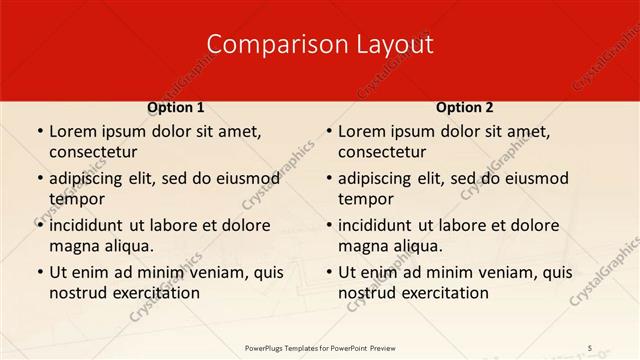 Comparison presentation slide layout