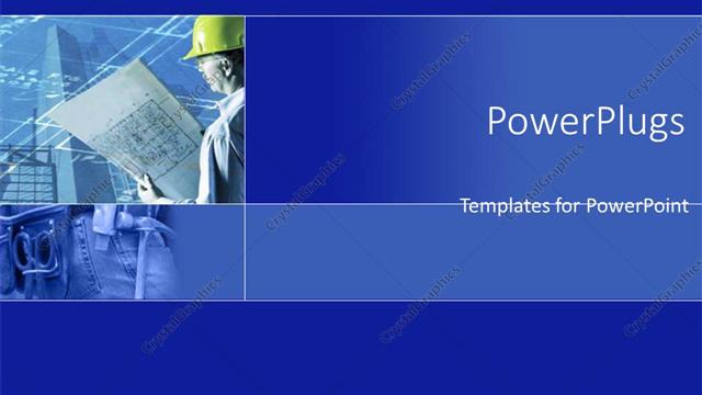  Presentation with architect - Architect with a plan all in a blue template