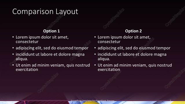 Comparison presentation slide layout