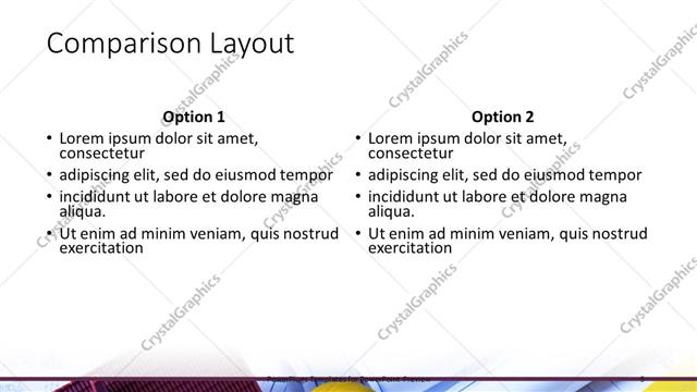 Comparison presentation slide layout