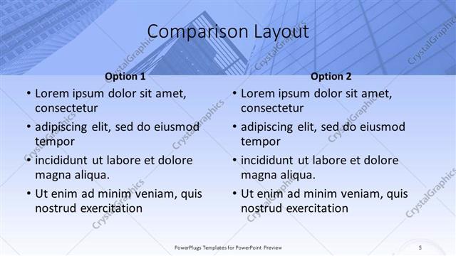 Comparison presentation slide layout