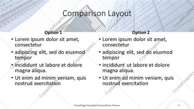 Comparison presentation slide layout