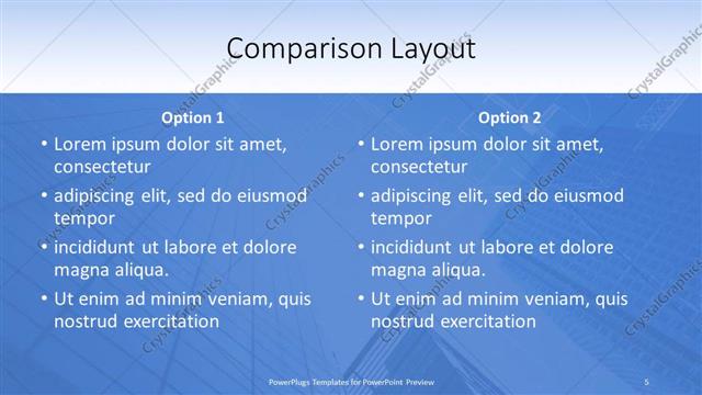 Comparison presentation slide layout