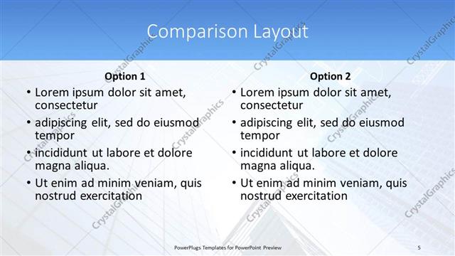 Comparison presentation slide layout