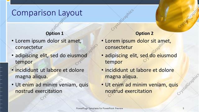 Comparison presentation slide layout