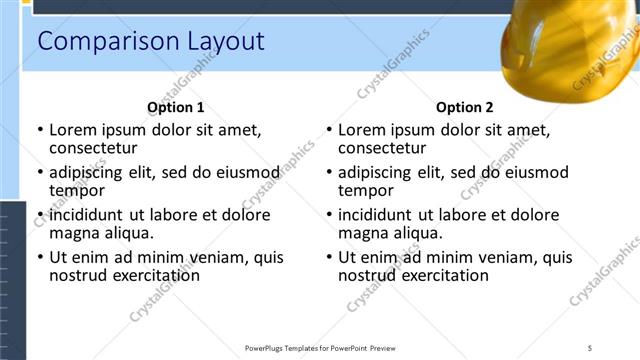 Comparison presentation slide layout