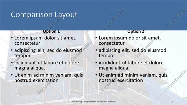 Comparison presentation slide layout